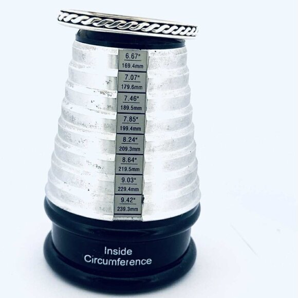 Estate Sterling Silver 925 Cuff Bangle Bracelet Rope Chain Design 6" Wrist 26.5g - Picture 5 of 11